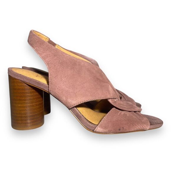 Crown Vintage Women's Poudre Pink Suede Heeled Open Toe Sandals Size 7 M /37.5 - Picture 5 of 14